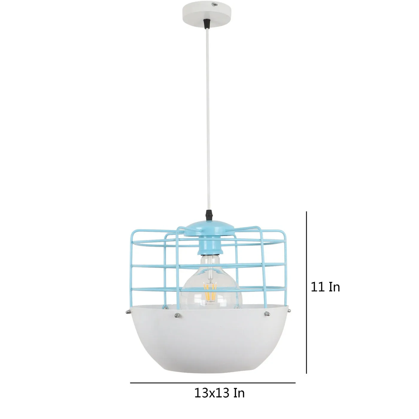 WHITE Metal Hanging Light - JNO-06-hl-bl-wh - Included Bulb