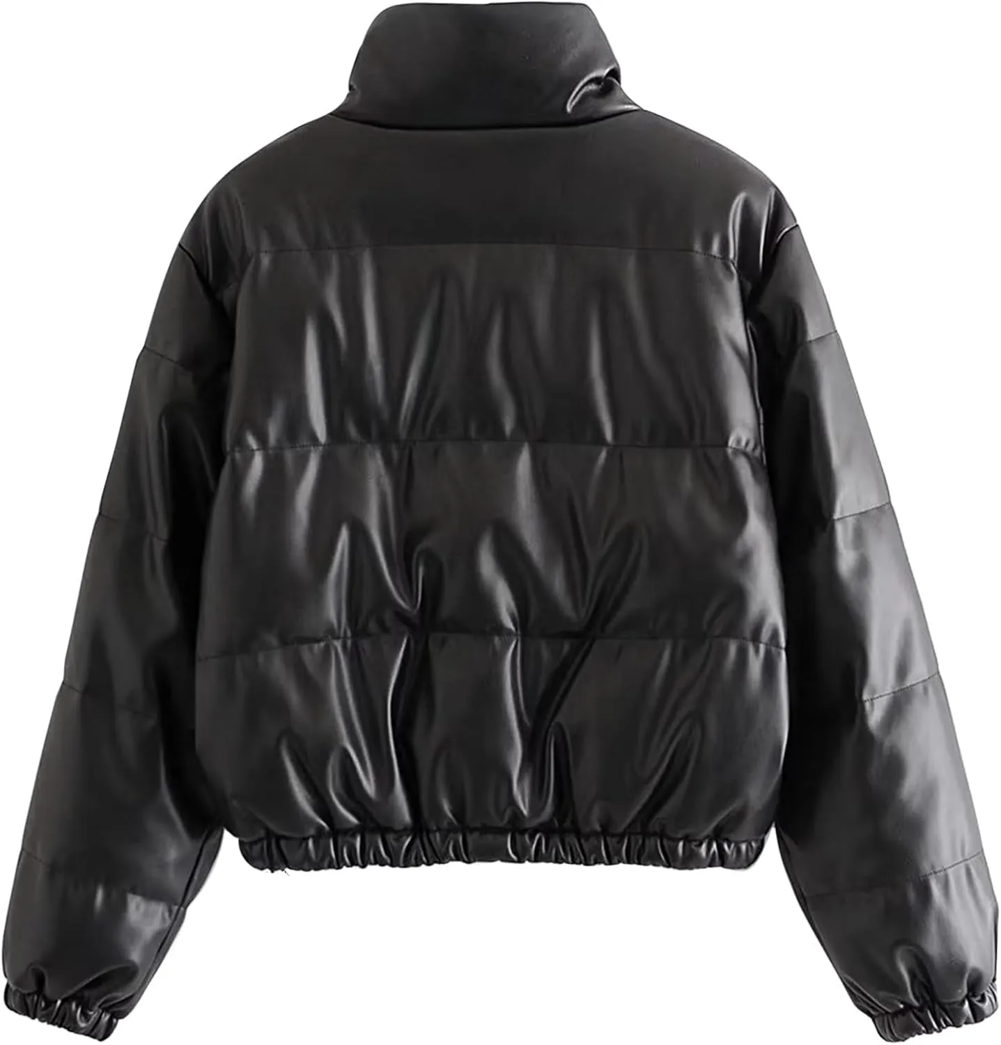 Women Cropped Puffer Jacket Winter Shiny Coat Parka Fashion Zip Up Short Bubble Padded Down Coats Fashion Y2k Outerwear