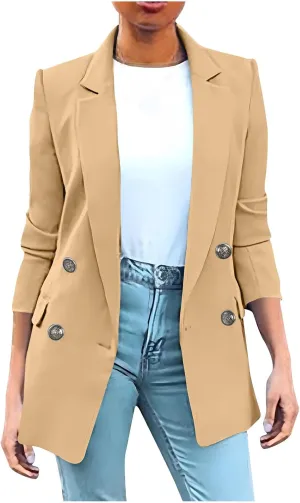 Women's Fall Casual Blazers Business Outfits Long Sleeve Notch Lapel Trendy Work Suit Office Blazer Jackets Outerwear