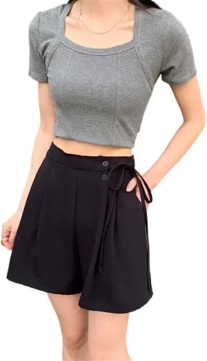 Women's Shorts Chinese Spring Gray Lace Short Pants