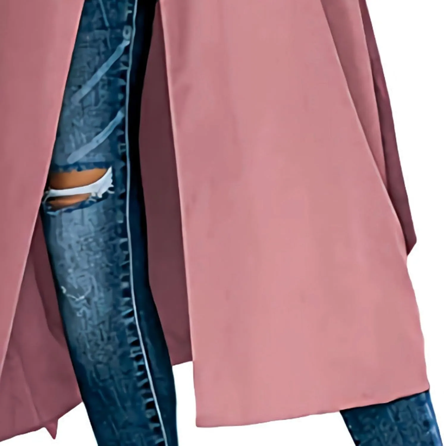 Women's Windproof Trench Coat Notched Lapel Double Breasted Long Overcoat Casual Fall Winter Windbreaker Outerwear