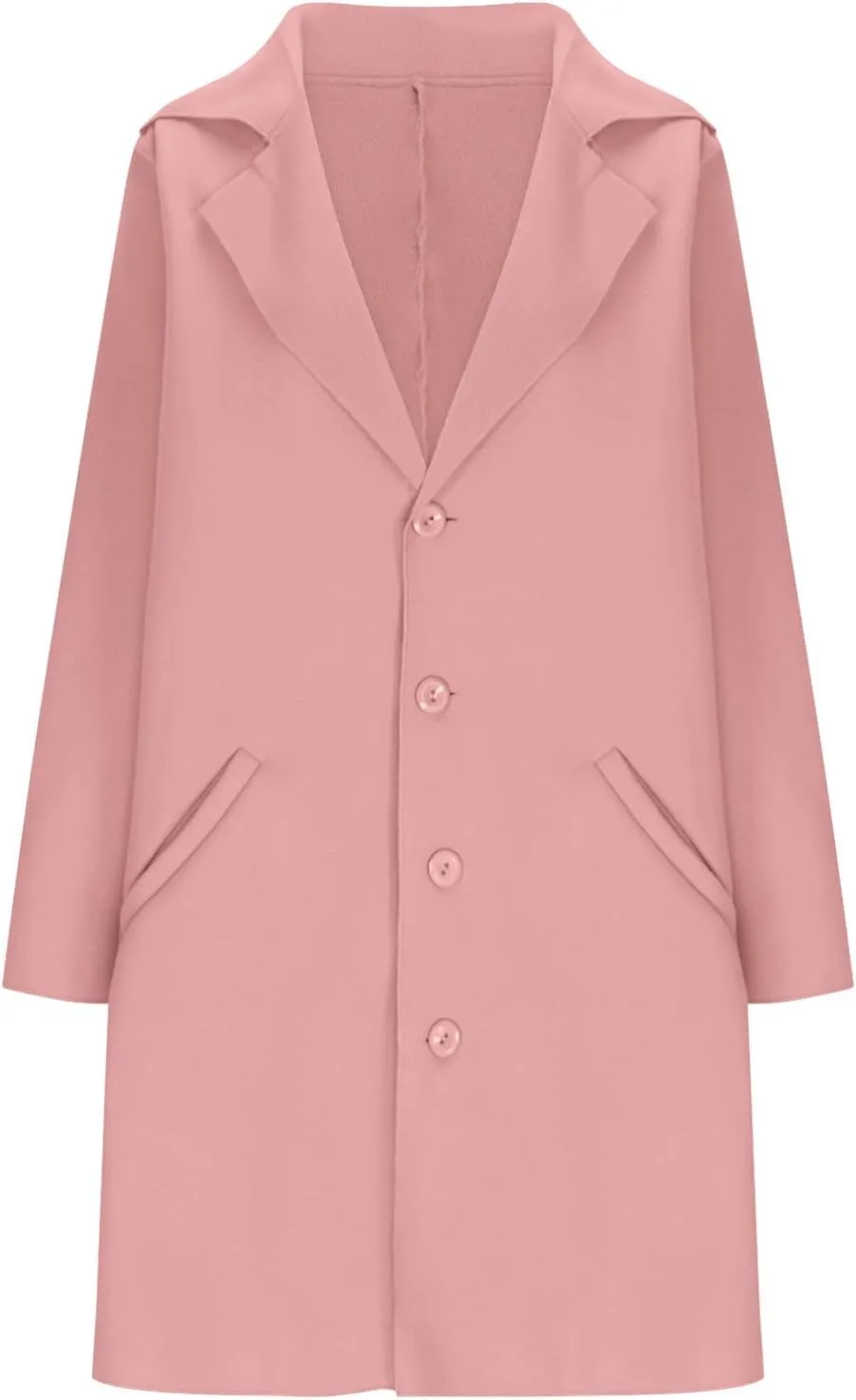Womens Wool Coats Double Breasted Outwear Cardigan Lapel Jackets Winter Midi Pea Coat Trench Coat With Pockets