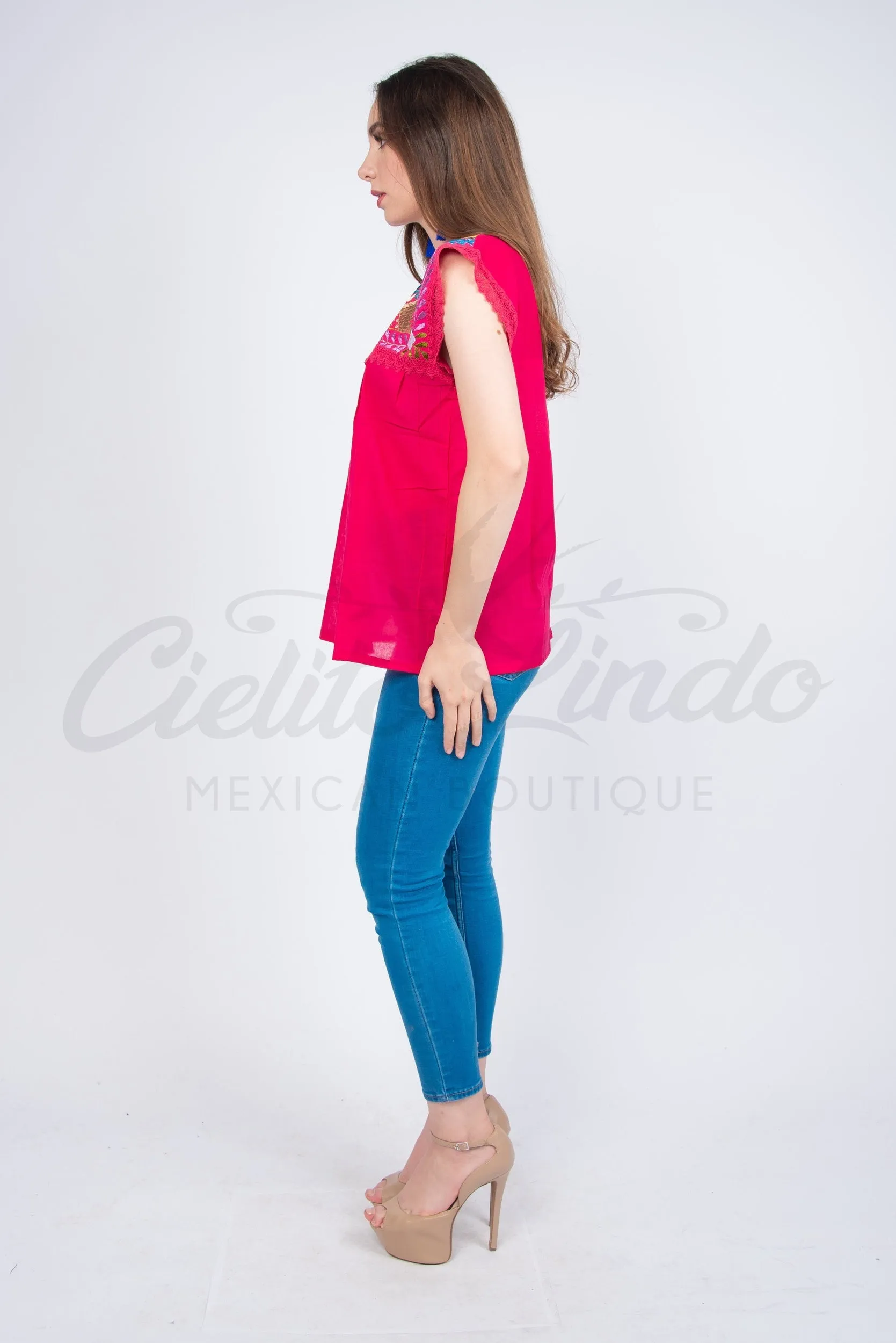 Yaritza Mexican Blouse Hot Pink