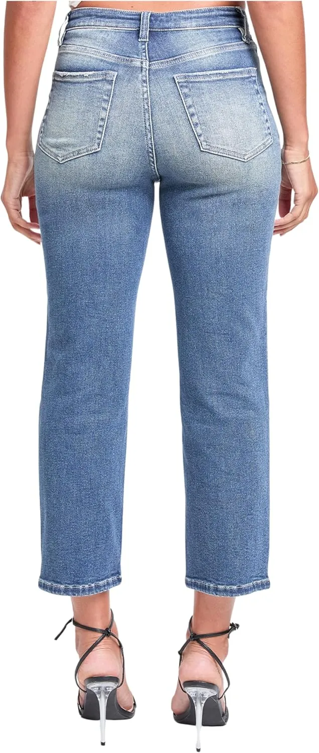 YMI Women's High Rise Vintage Stretch Straight Leg Jeans