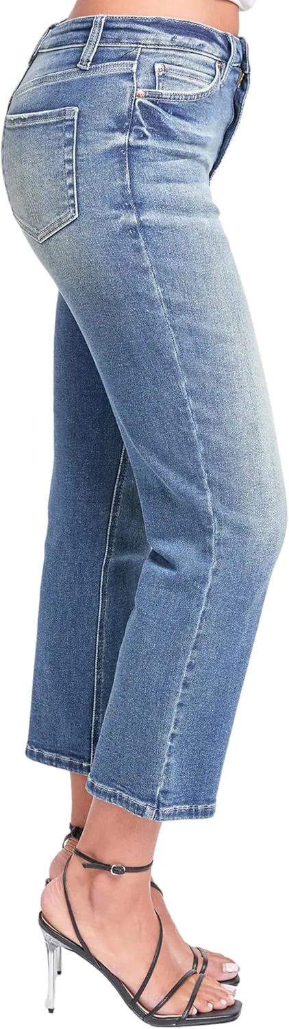 YMI Women's High Rise Vintage Stretch Straight Leg Jeans