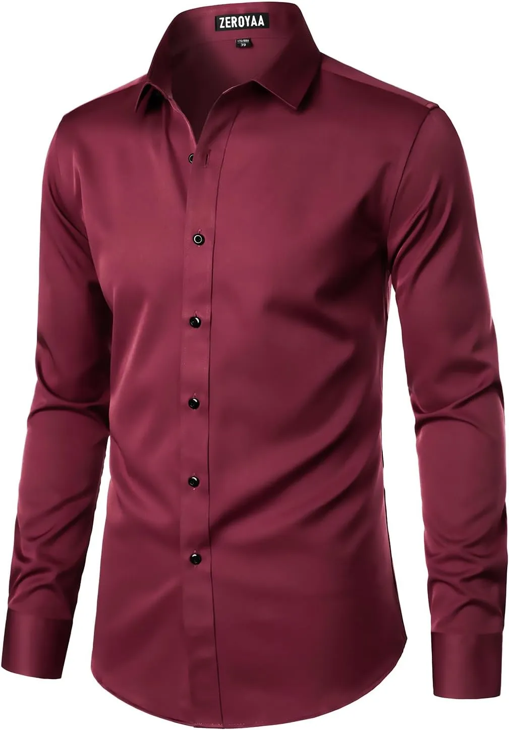 ZEROYAA Men's Long Sleeve Dress Shirt Modern Slim Fit Wrinkle-Free Casual Business Button Up Shirts